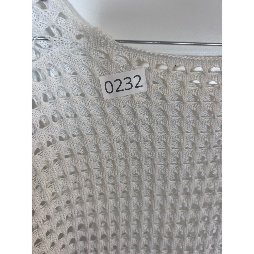 Unbranded Womens Sweater Open Crochet Knit Long Sleeve White Size Large - Picture 5 of 5